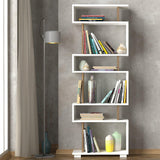 Bibliotecă Blok, Diverse culori, 60x20x165 cm - Alb - Nuc | SKU: 745DCD3606 | Bibliotecă Blok, 60x20x165 cm, varianta Alb - Nuc, produs pentru amenajarea locuinței, disponibil online în România la CasaMob