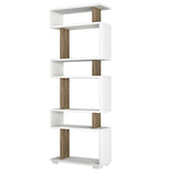 Bibliotecă Blok, Diverse culori, 60x20x165 cm - Alb - Nuc | SKU: 745DCD3606 | Bibliotecă Blok, 60x20x165 cm, varianta Alb - Nuc, produs pentru amenajarea locuinței, disponibil online în România la CasaMob