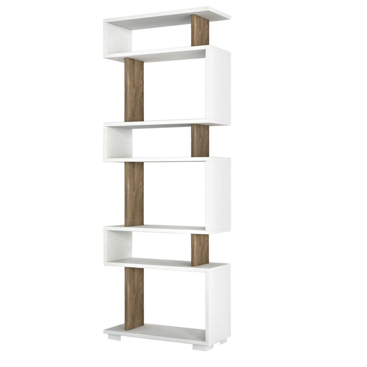 Alb - Nuc | SKU: 745DCD3606 | Bibliotecă Blok, 60x20x165 cm, varianta Alb - Nuc, produs pentru amenajarea locuinței, disponibil online în România la CasaMob
