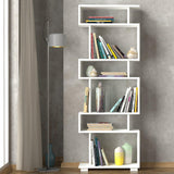 Bibliotecă Blok, Diverse culori, 60x20x165 cm - Alb - Nuc | SKU: 745DCD3606 | Bibliotecă Blok, 60x20x165 cm, varianta Alb - Nuc, produs pentru amenajarea locuinței, disponibil online în România la CasaMob