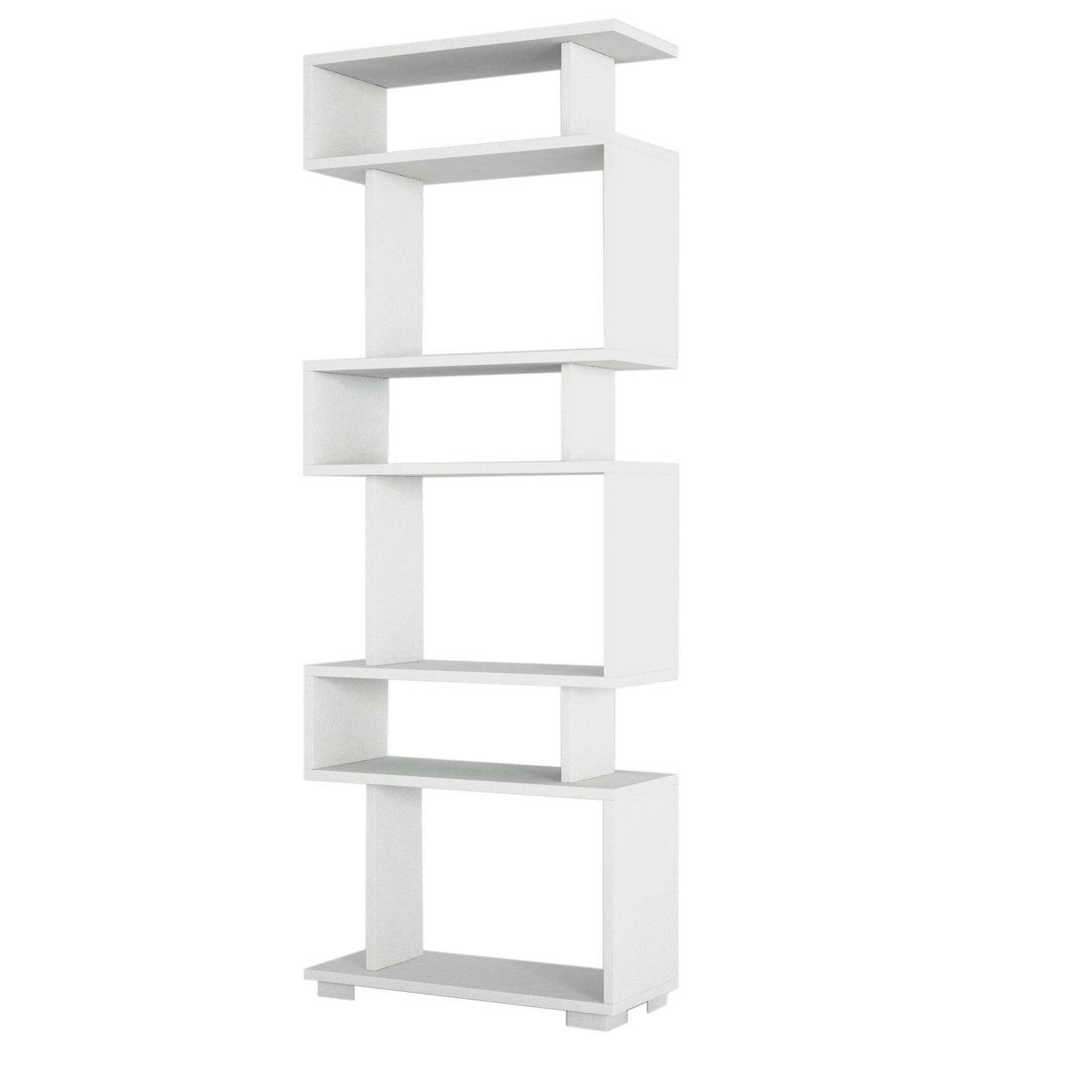 Bibliotecă Blok, Diverse culori, 60x20x165 cm - Alb - Nuc | SKU: 745DCD3606 | Bibliotecă Blok, 60x20x165 cm, varianta Alb - Nuc, produs pentru amenajarea locuinței, disponibil online în România la CasaMob
