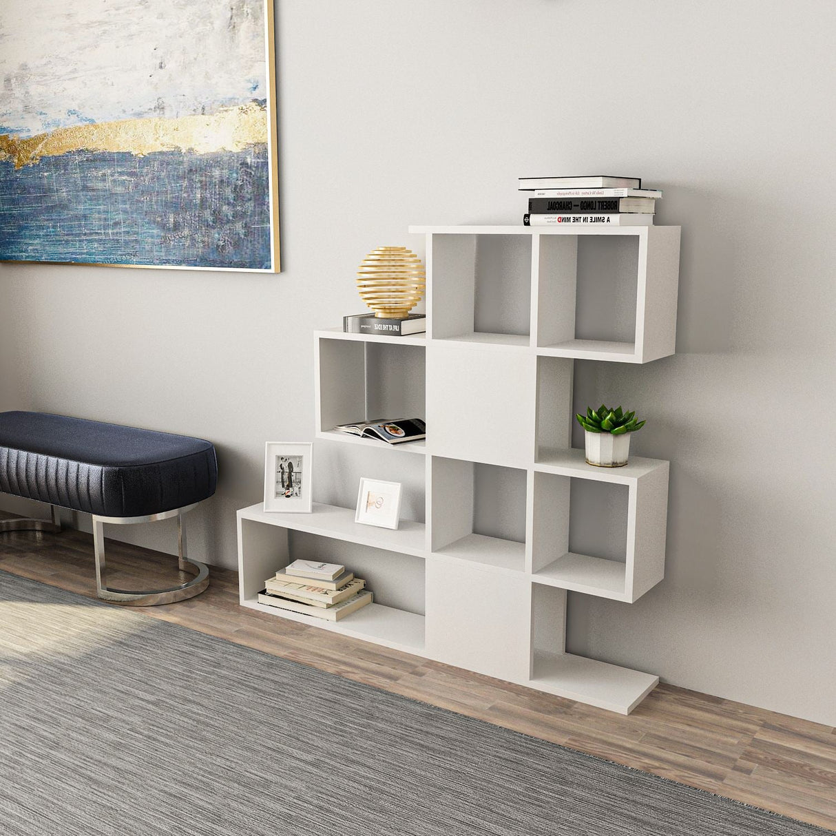 Bibliotecă Karlin, Diverse culori, 120x20x109 cm - Alb | SKU: 745DCD3609 | Bibliotecă Karlin, 120x20x109 cm, varianta Alb, produs pentru amenajarea locuinței, disponibil online în România la CasaMob