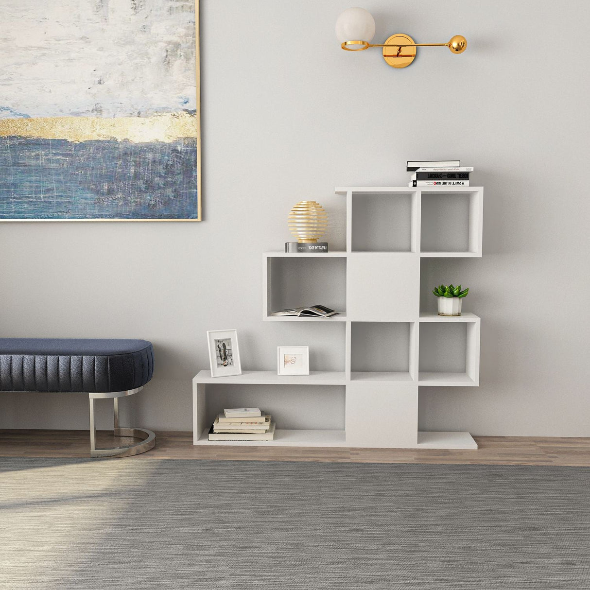 Bibliotecă Karlin, Diverse culori, 120x20x109 cm - Alb | SKU: 745DCD3609 | Bibliotecă Karlin, 120x20x109 cm, varianta Alb, produs pentru amenajarea locuinței, disponibil online în România la CasaMob
