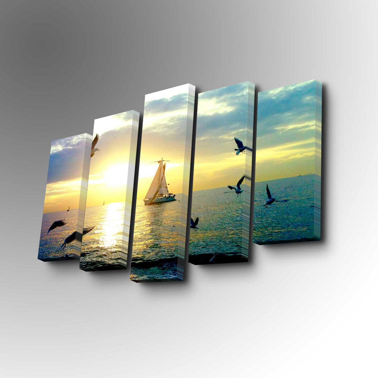 Tablou canvas 5 bucăți 5PUC-001, Multicolor, 82x50x3 cm