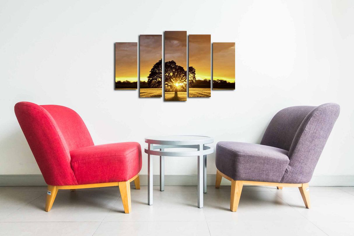 Tablou canvas 5 bucăți 5PUC-004, Multicolor, 82x50x3 cm