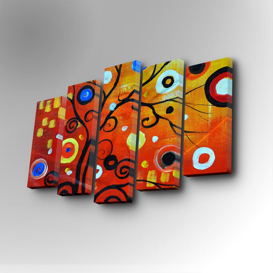 Tablou canvas 5 bucăți 5PUC-008, Multicolor, 82x50x3 cm
