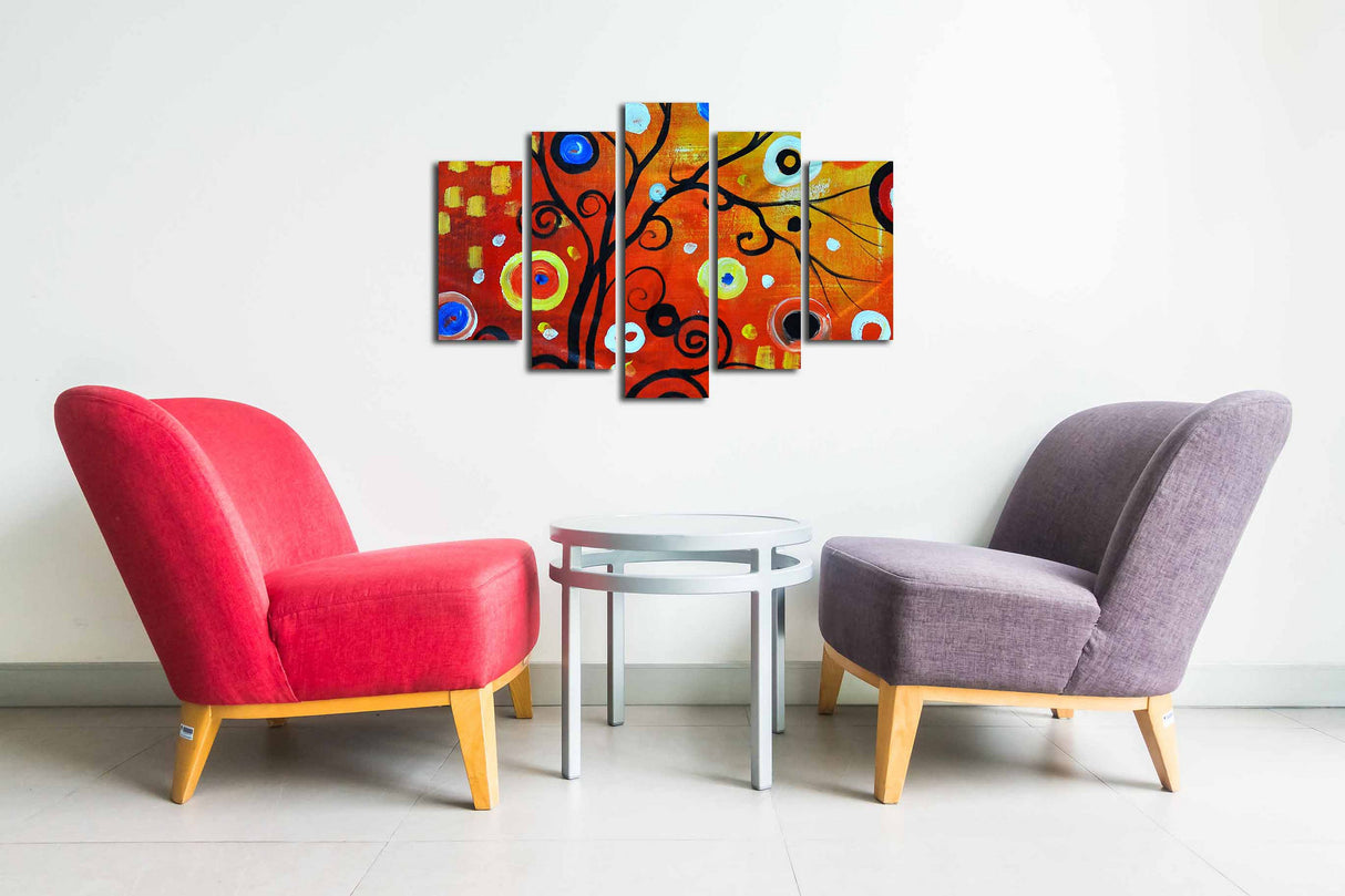 Tablou canvas 5 bucăți 5PUC-008, Multicolor, 82x50x3 cm