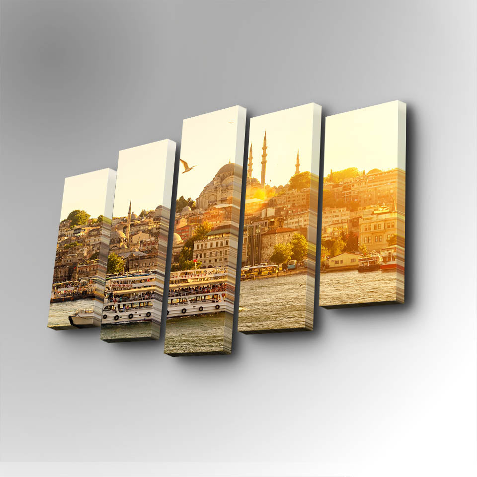 Tablou canvas 5 bucăți 5PUC-028, Multicolor, 82x50x3 cm