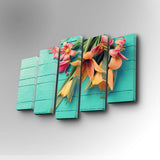 Tablou canvas 5 bucăți 5PUC-065, Multicolor, 82x50x3 cm