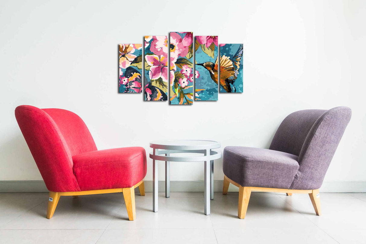 Tablou canvas 5 bucăți 5PUC-002, Multicolor, 82x50x3 cm
