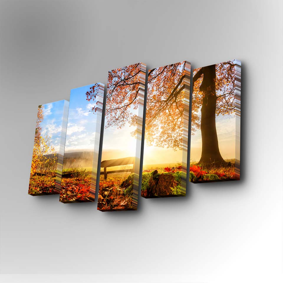 Tablou canvas 5 bucăți 5PUC-030, Multicolor, 82x50x3 cm