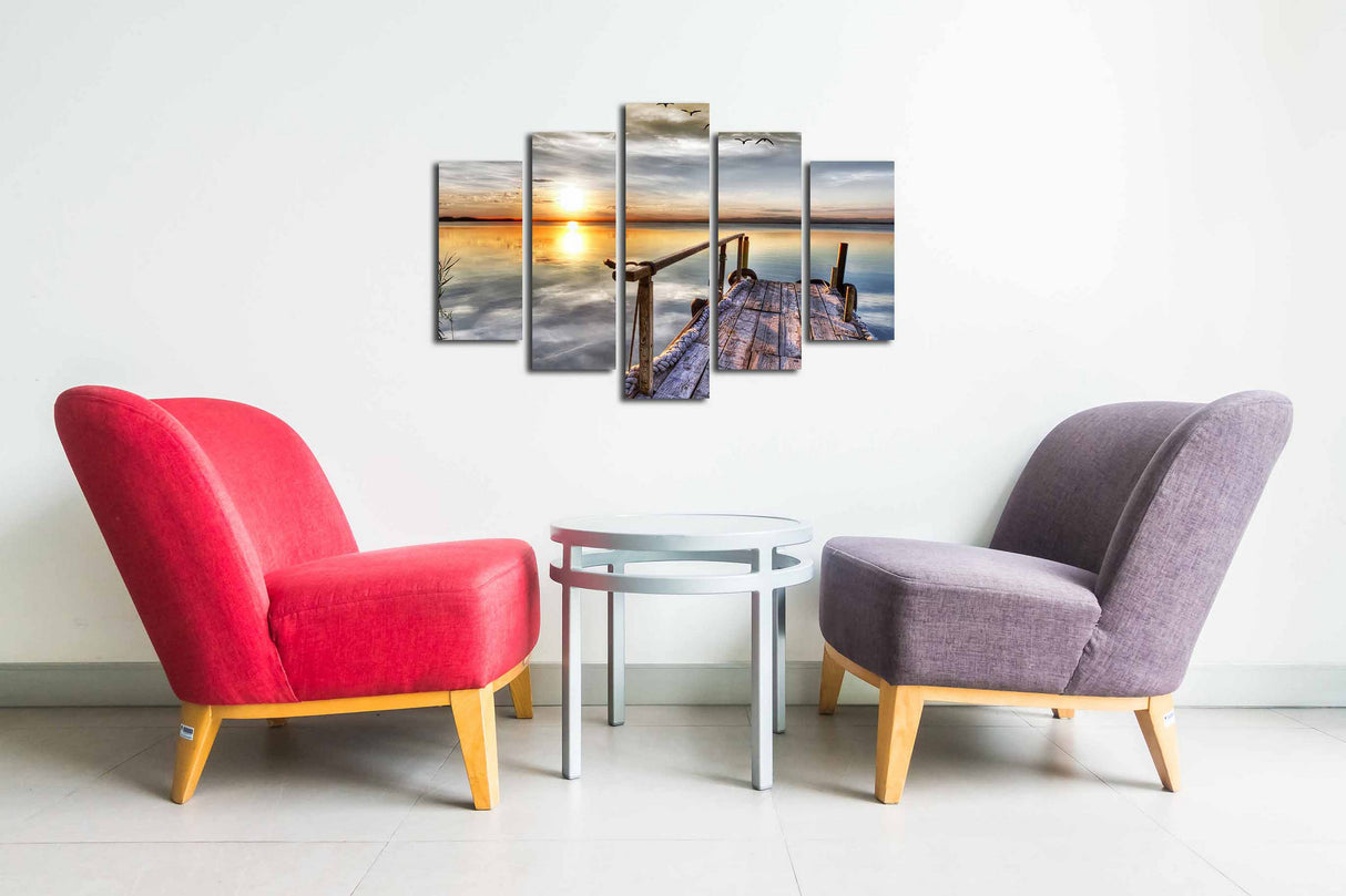 Tablou canvas 5 bucăți 5PUC-048, Multicolor, 82x50x3 cm