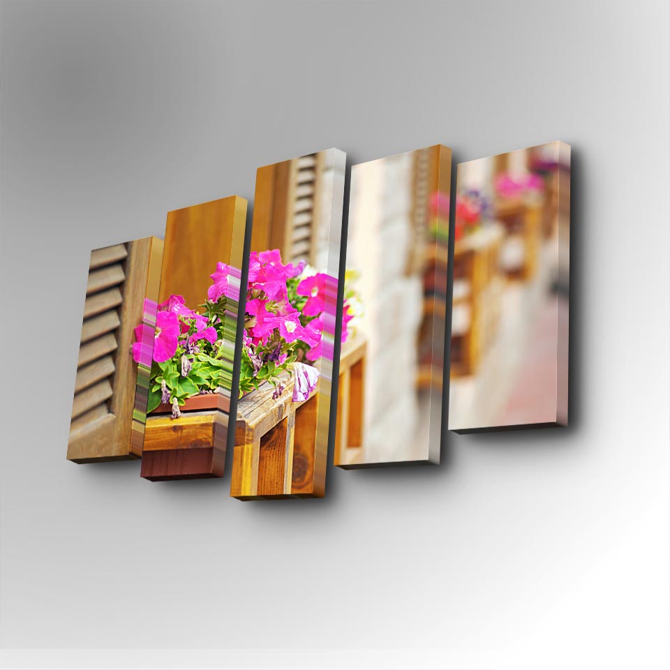 Tablou canvas 5 bucăți 5PUC-055, Multicolor, 82x50x3 cm
