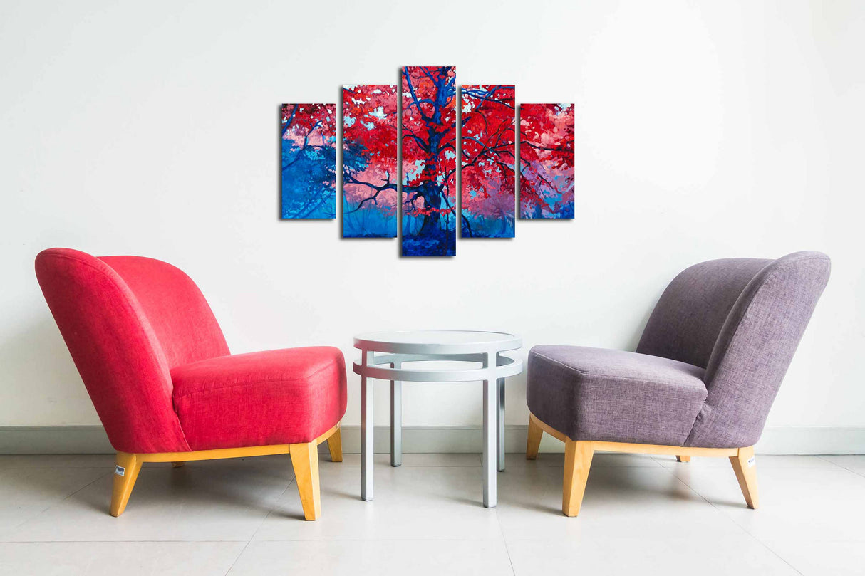 Tablou canvas 5 bucăți 5PUC-098, Multicolor, 82x50x3 cm