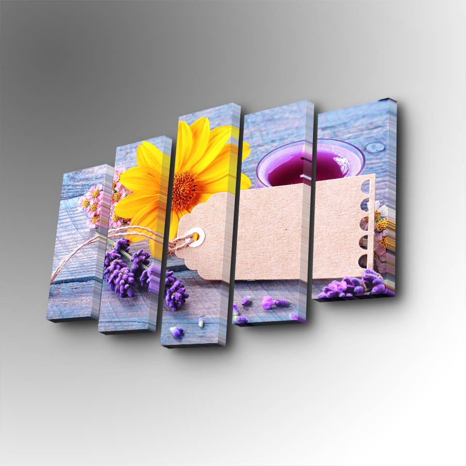 Tablou canvas 5 bucăți 5PUC-105, Multicolor, 82x50x3 cm