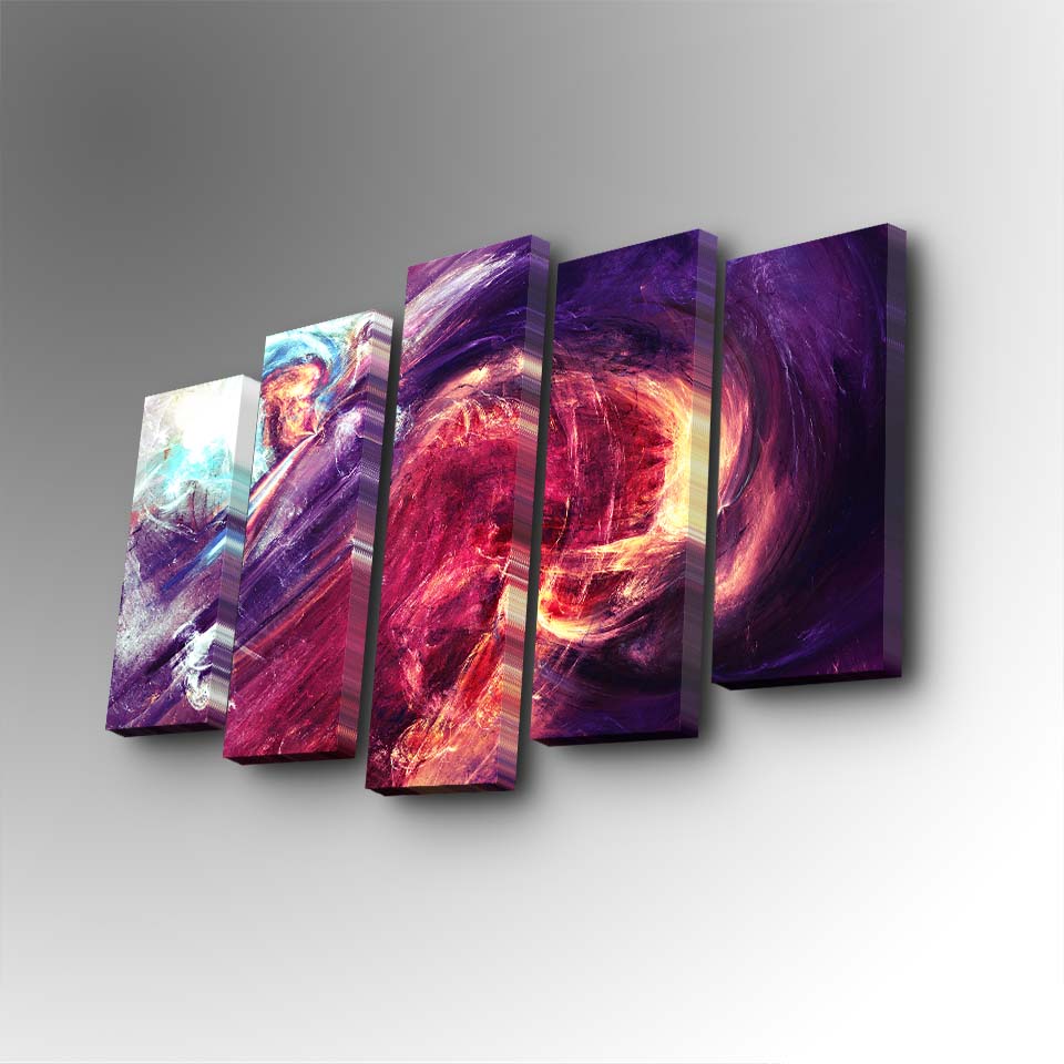 Tablou canvas 5 bucăți 5PUC-110, Multicolor, 82x50x3 cm