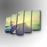 Tablou canvas 5 bucăți 5PUC-126, Multicolor, 82x50x3 cm