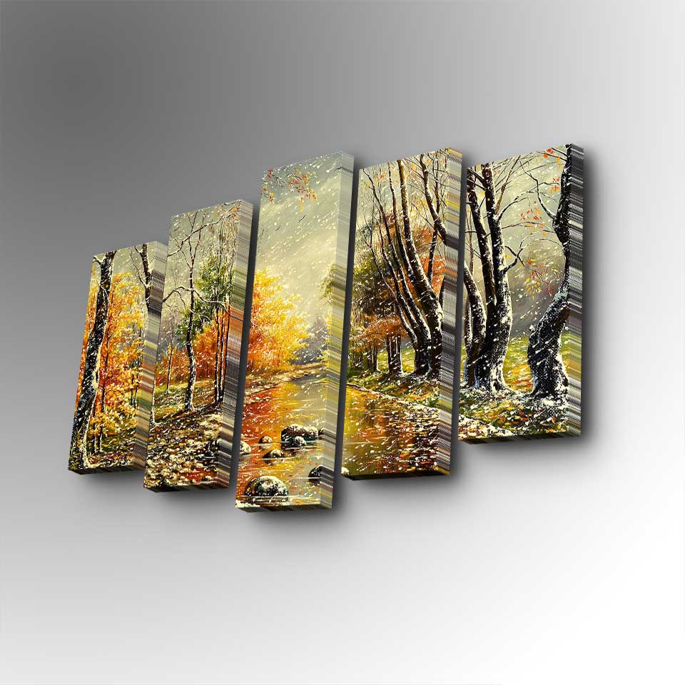 Tablou canvas 5 bucăți 5PUC-131, Multicolor, 82x50x3 cm