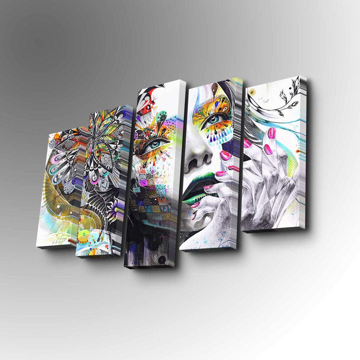Tablou canvas 5 bucăți 5Pabswc-01, Multicolor, 82x50x3 cm