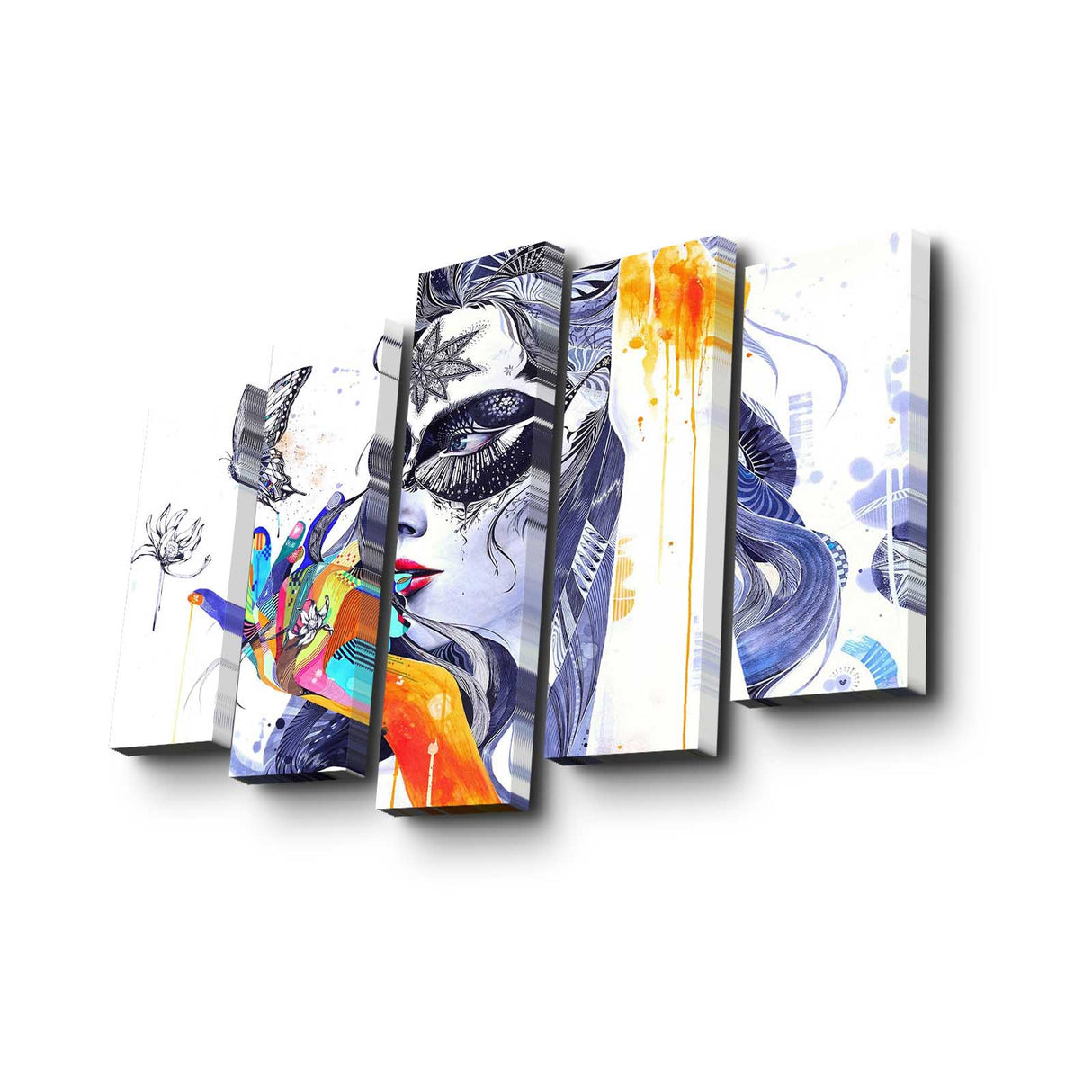 Tablou canvas 5 bucăți 5Pabswc-03, Multicolor, 82x50x3 cm