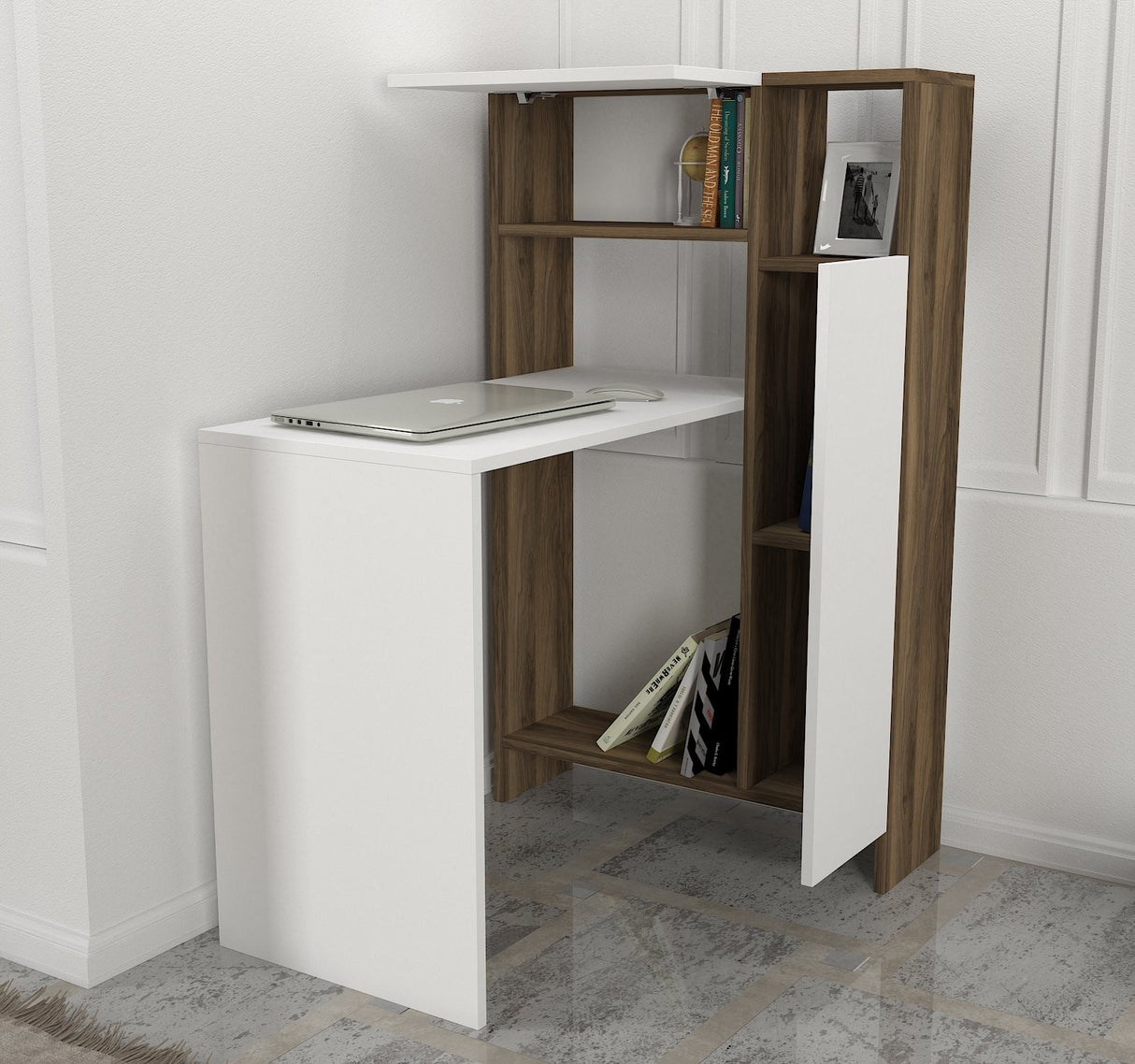 Birou Mia, Alb - Nuc, 72x45x120 cm