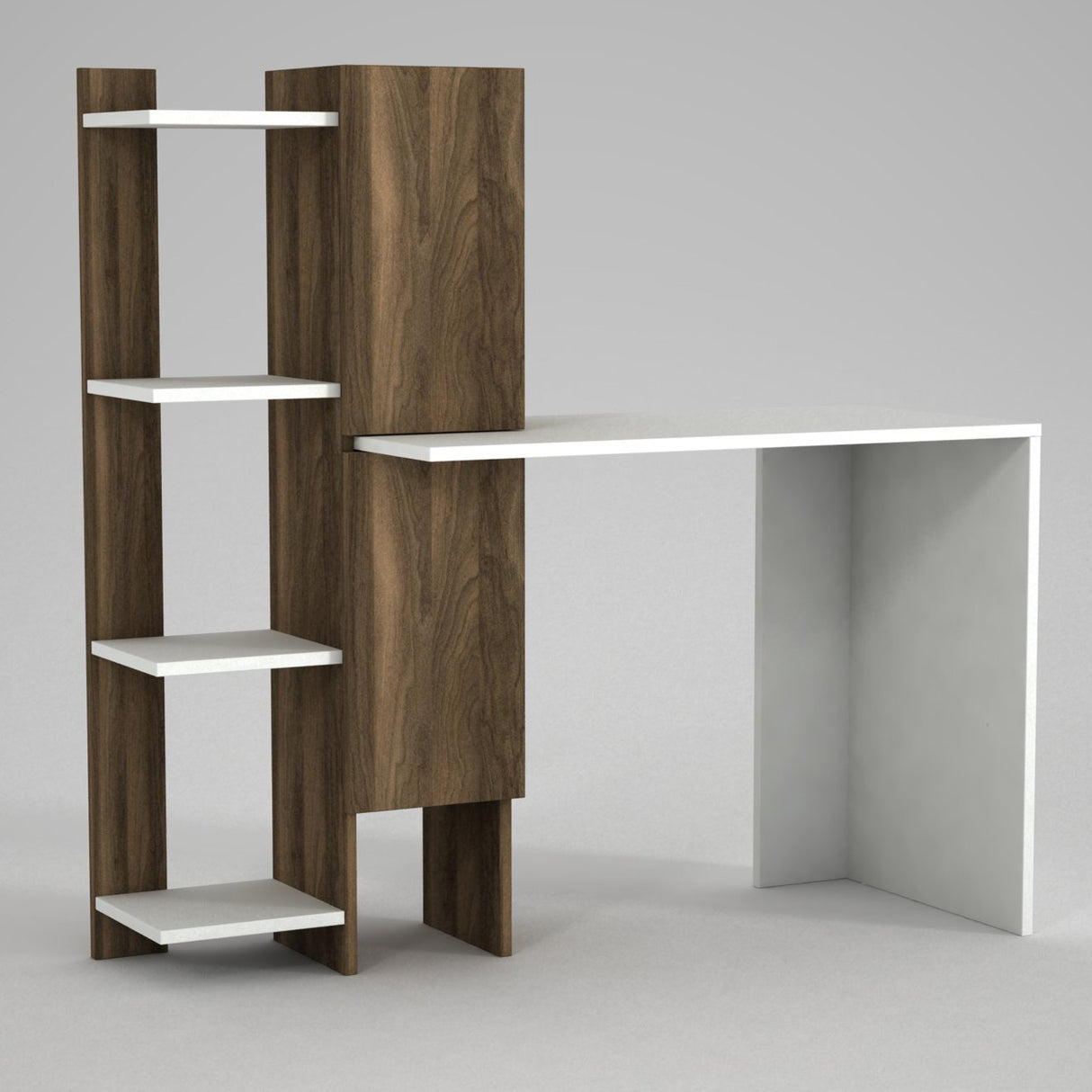 Birou Gina, Alb - Nuc, 50x23x120 cm