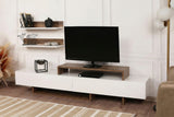 Comodă TV Nirvana, Alb - Teak, 180x30x42 cm