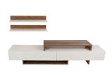 Comodă TV Nirvana, Alb - Teak, 180x30x42 cm