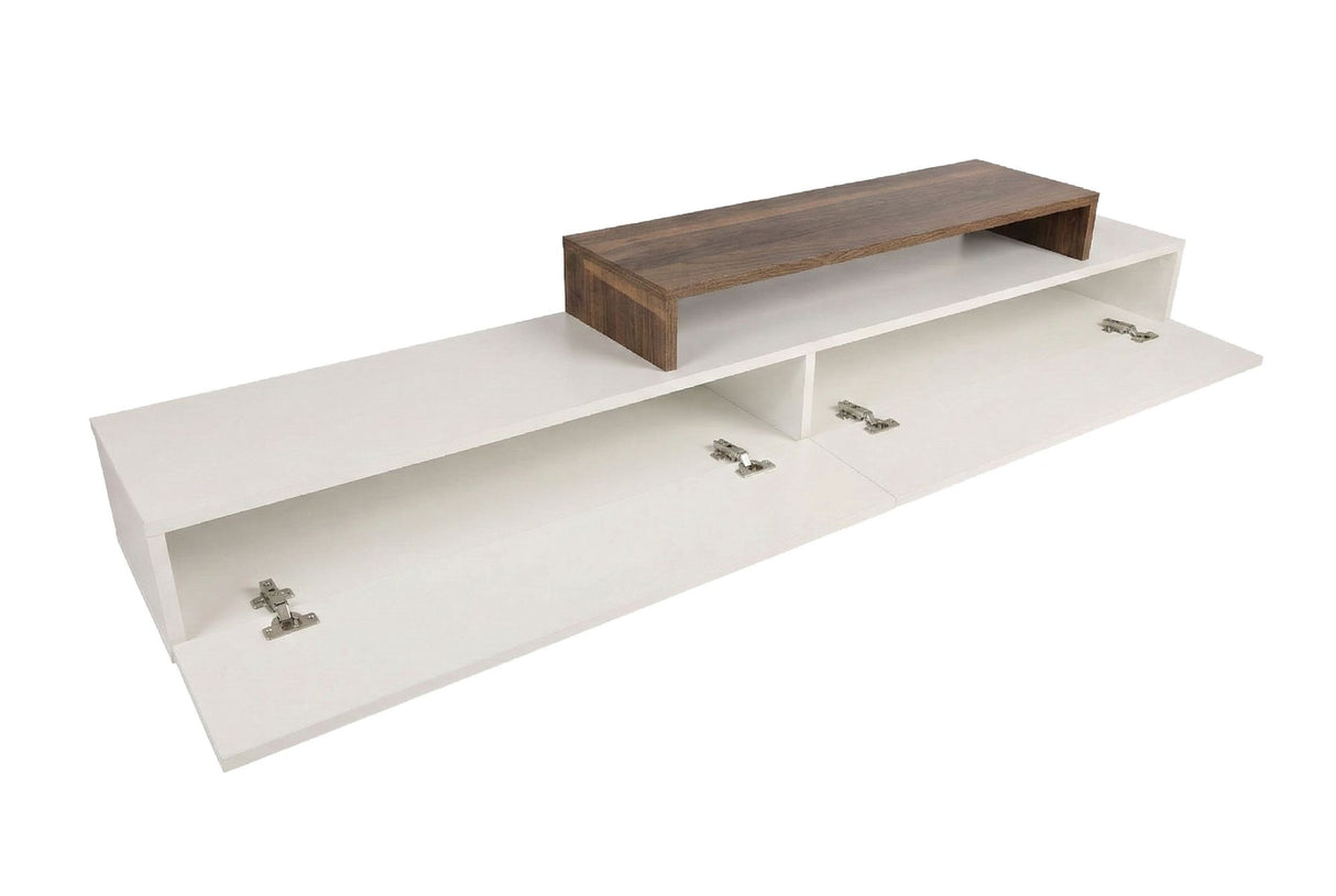 Comodă TV Nirvana, Alb - Teak, 180x30x42 cm