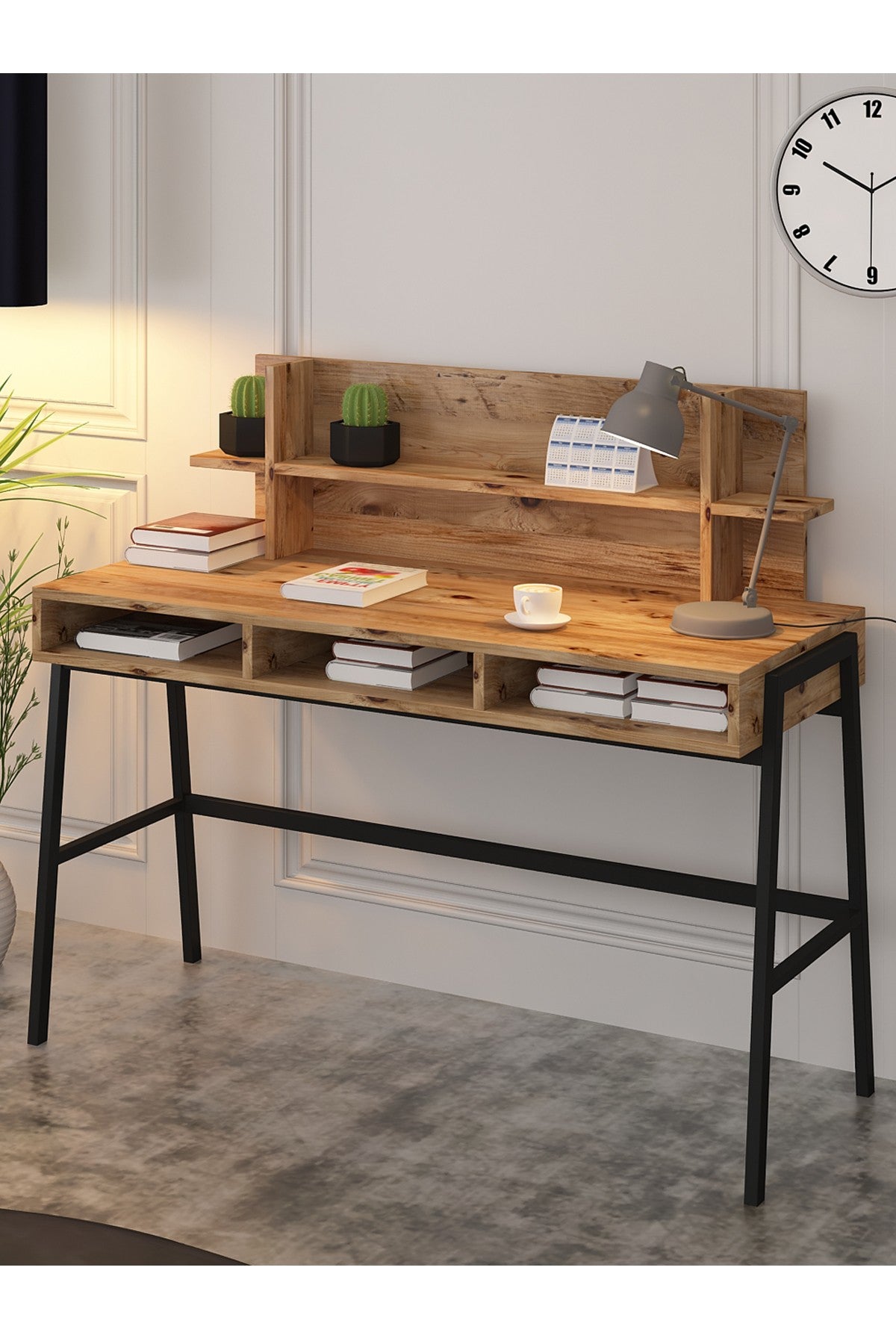 Birou Loft, Pin atlantic, 120x52x75 cm