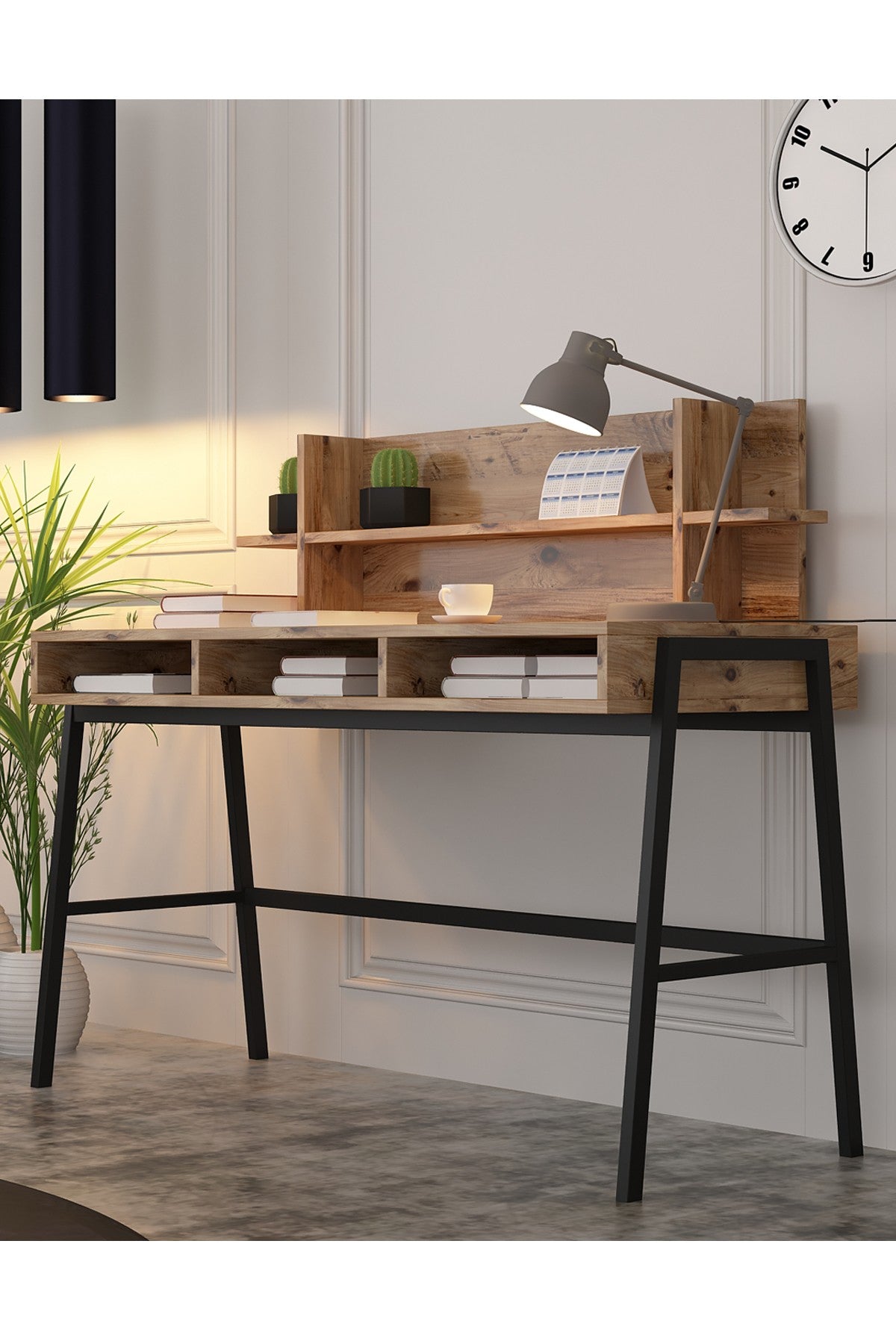 Birou Loft, Pin atlantic, 120x52x75 cm