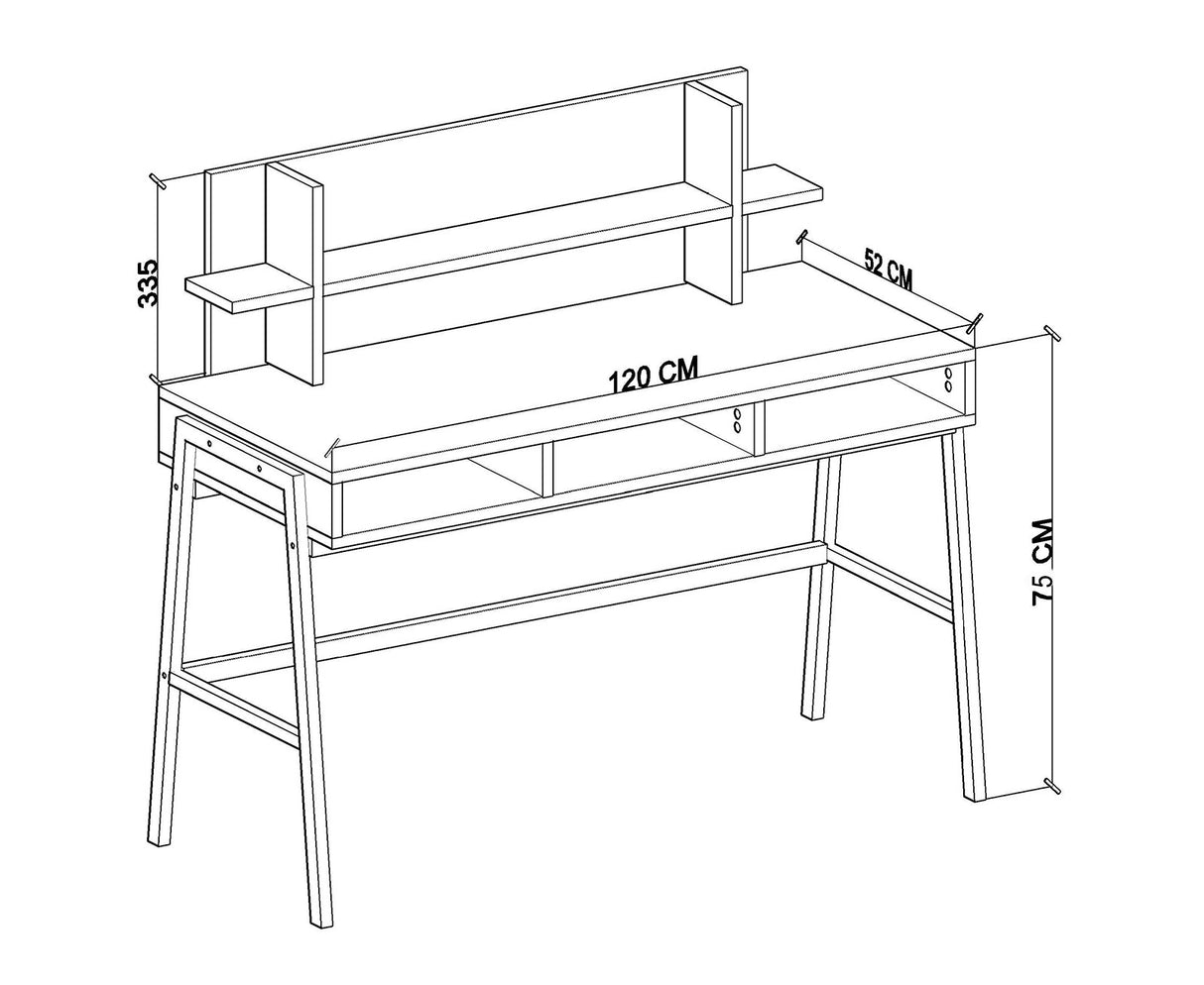 Birou Loft, Pin atlantic, 120x52x75 cm