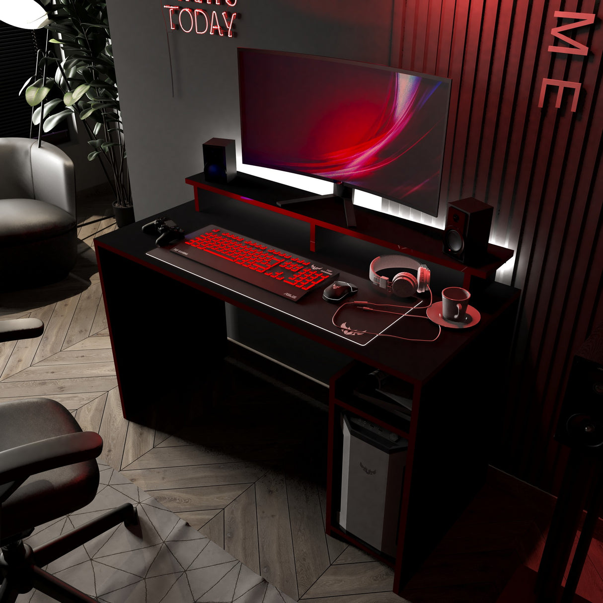 Birou Gama, Negru, 120x54x74 cm
