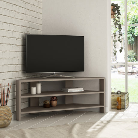 Comodă TV de colț Thales, Moca deschis, 114x36x45 cm