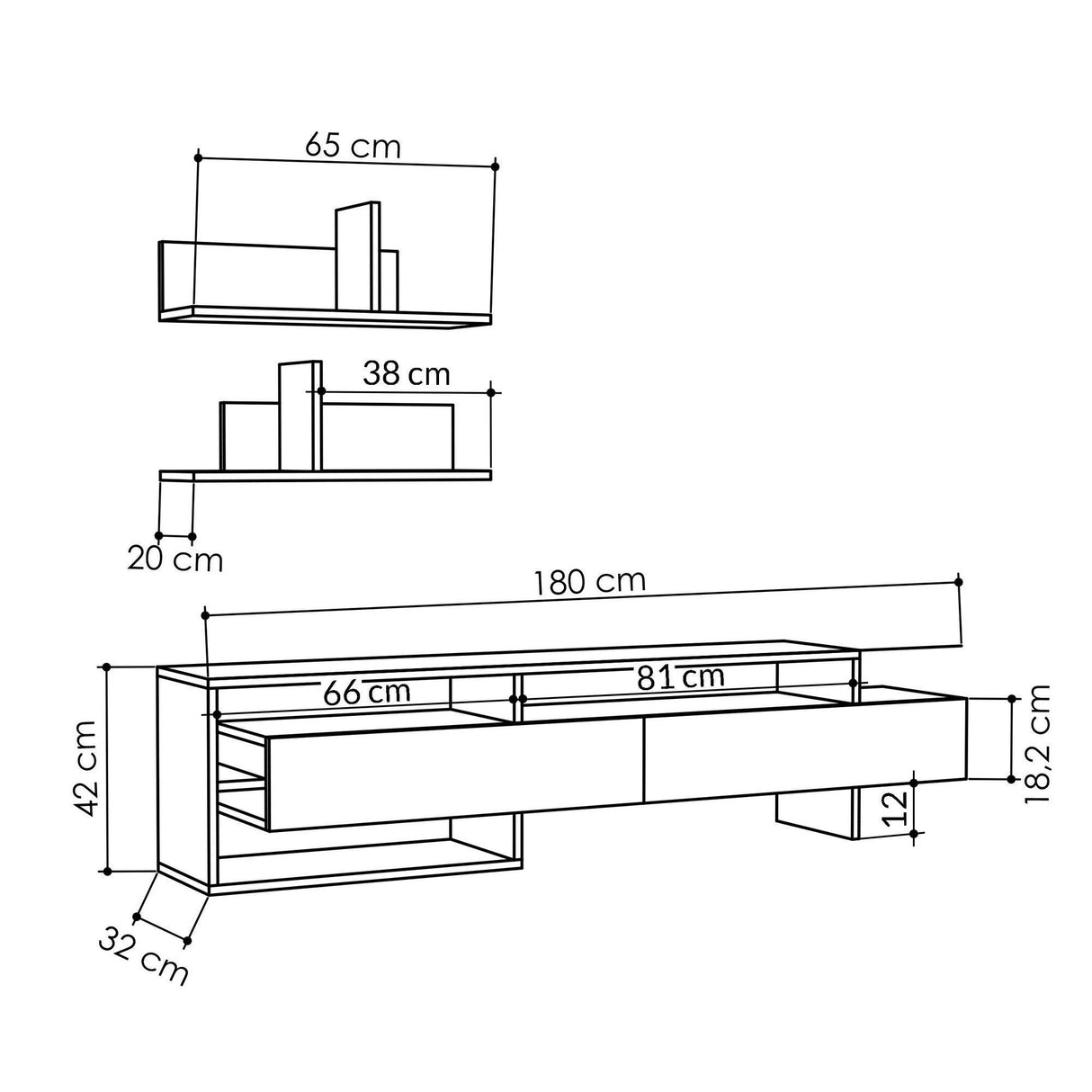 Comodă TV Gara, Diverse culori, 180x32x42 cm - Antracit | SKU: 776HMS3014 | Comodă TV Gara, 180x32x42 cm, varianta Antracit, produs pentru amenajarea locuinței, disponibil online în România la CasaMob