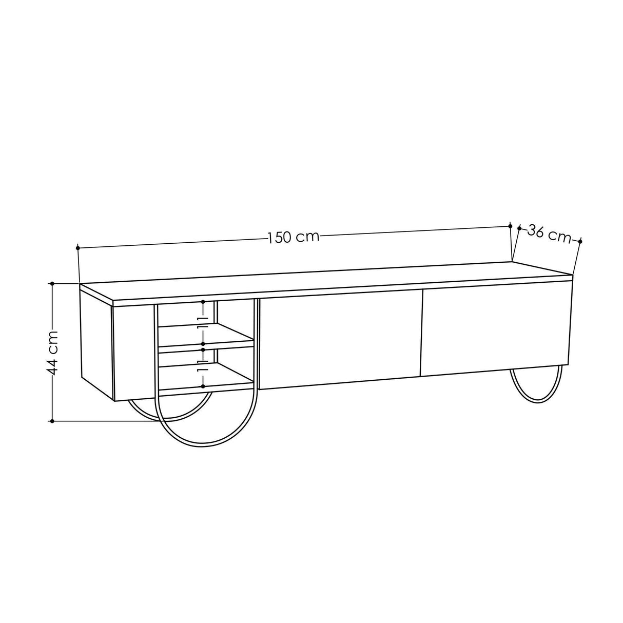 COMODA TV Norfolk Tv Stand, Alb, 36x44x150 cm - Bej, SKU 776HMS3052