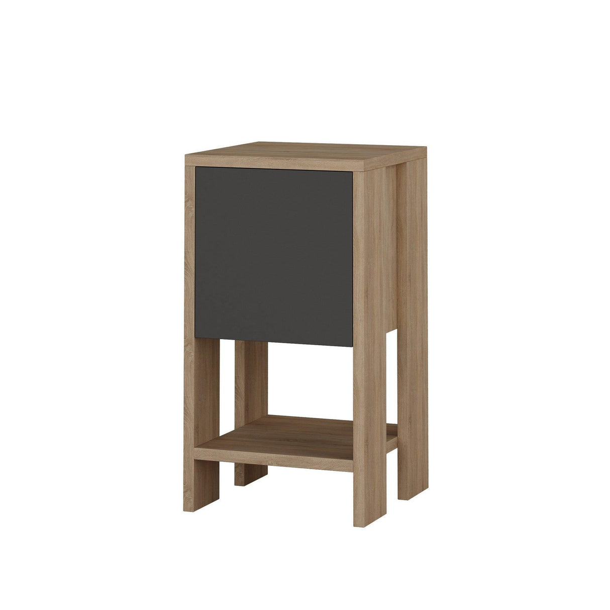 Noptieră Ema, Diverse culori, 30x30x55 cm - Stejar - Antracit | SKU: 776HMS3417 | Noptieră Ema, 30x30x55 cm, varianta Stejar - Antracit, produs pentru amenajarea locuinței, disponibil online în România la CasaMob