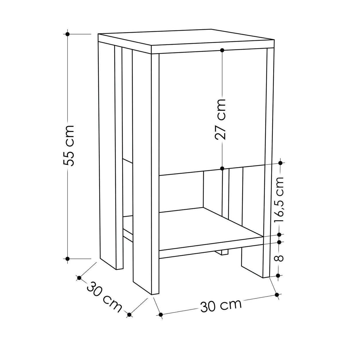 Noptieră Ema, Diverse culori, 30x30x55 cm - Alb - Moca deschis | SKU: 776HMS3421 | Noptieră Ema, 30x30x55 cm, varianta Alb - Moca deschis, produs pentru amenajarea locuinței, disponibil online în România la CasaMob