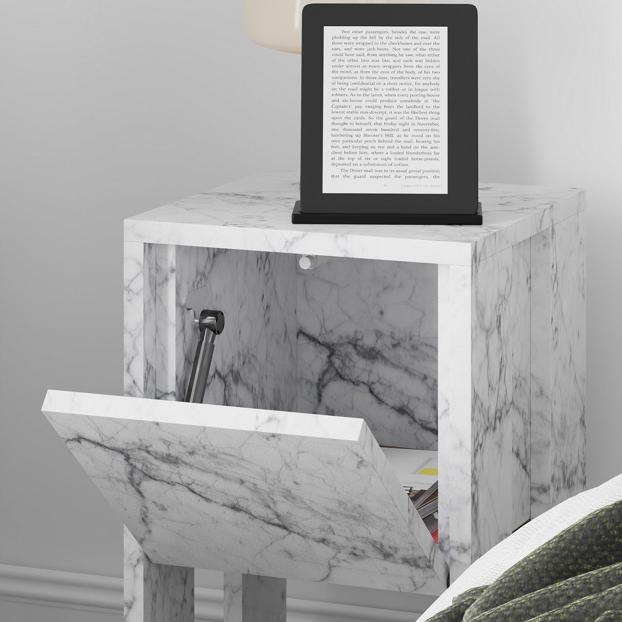 Noptieră Ema, Diverse culori, 30x30x55 cm - Carrara marble | SKU: 776HMS3439 | Noptieră Ema, 30x30x55 cm, varianta Carrara marble, produs pentru amenajarea locuinței, disponibil online în România la CasaMob