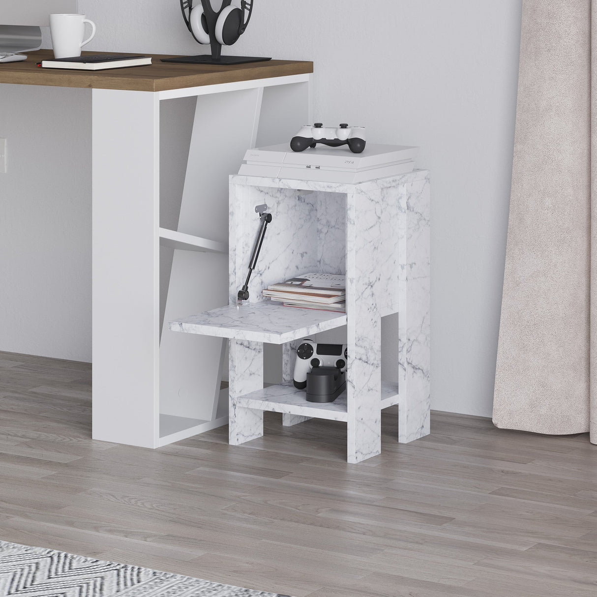 Noptieră Ema, Diverse culori, 30x30x55 cm - Carrara marble | SKU: 776HMS3439 | Noptieră Ema, 30x30x55 cm, varianta Carrara marble, produs pentru amenajarea locuinței, disponibil online în România la CasaMob