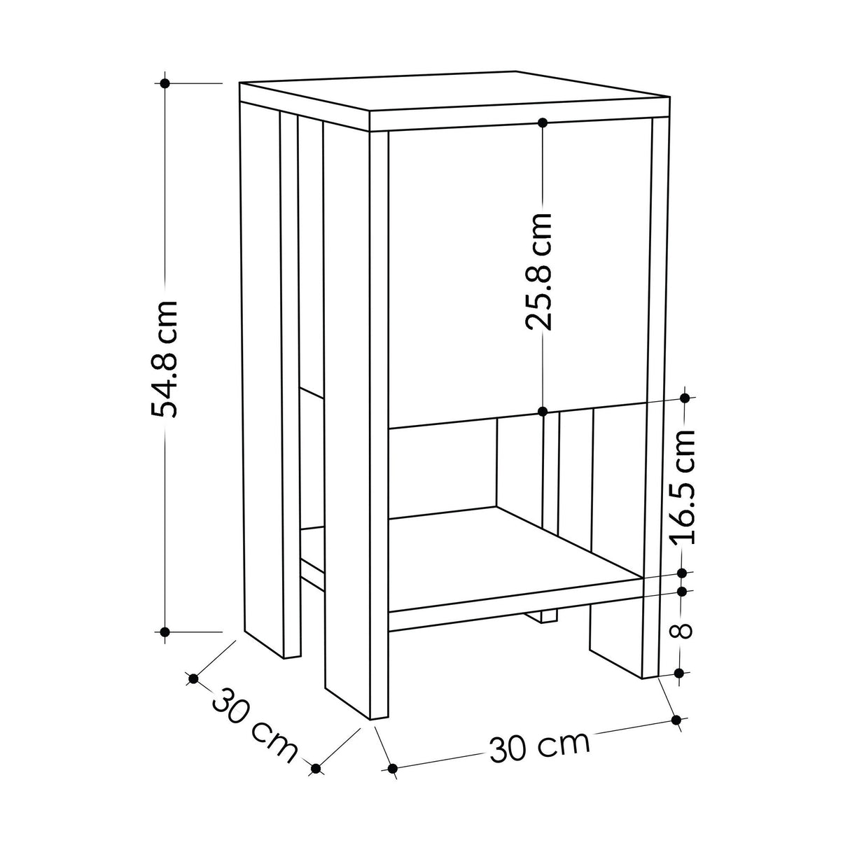 Noptieră Ema, Diverse culori, 30x30x55 cm - Hitit | SKU: 776HMS6202 | Noptieră Ema, 30x30x55 cm, varianta Hitit, produs pentru amenajarea locuinței, disponibil online în România la CasaMob