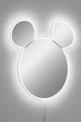 Oglindă decorativă cu LED Mickey Silver, Alb, 53x50 cm