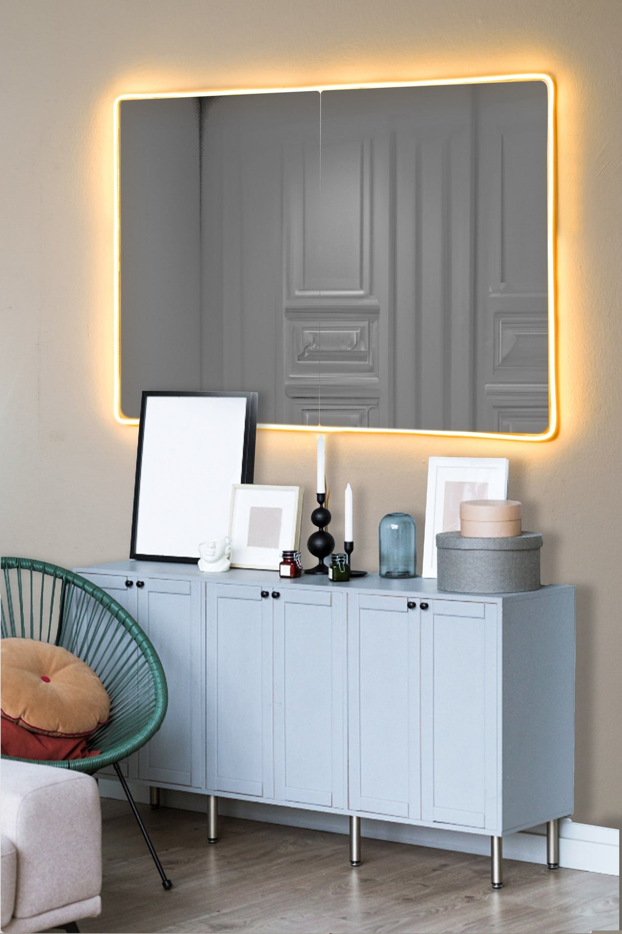 Oglindă decorativă cu LED Dreptunghiulară, Diverse culori, 60x80 cm - Oglindă decorativă cu LED Dreptunghiulară, Diverse culori, 60x80 cm, SKU 782MRL1130, imagine 1