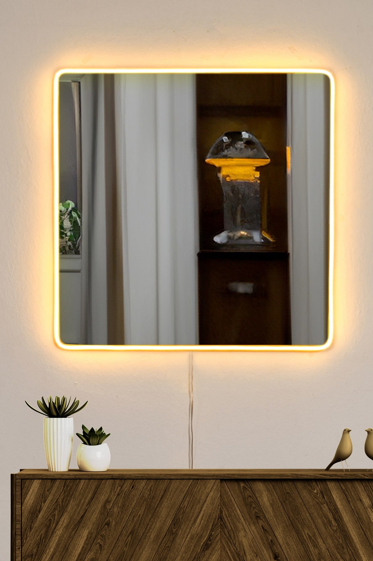 Oglindă decorativă cu LED Pătrată, Diverse culori, 50x50 cm - Oglindă decorativă cu LED Pătrată, Diverse culori, 50x50 cm, SKU 782MRL1147, imagine 1