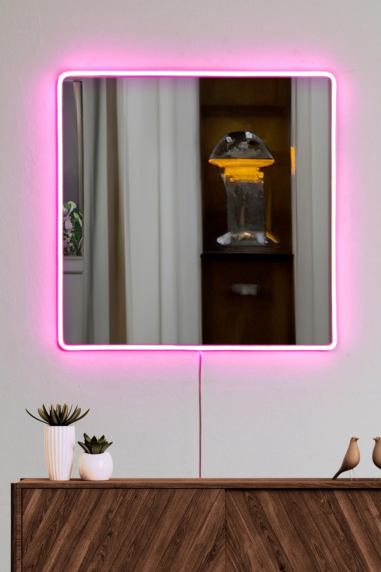 Oglindă decorativă cu LED Pătrată, Diverse culori, 50x50 cm - Oglindă decorativă cu LED Pătrată, Diverse culori, 50x50 cm, SKU 782MRL1148, imagine 9