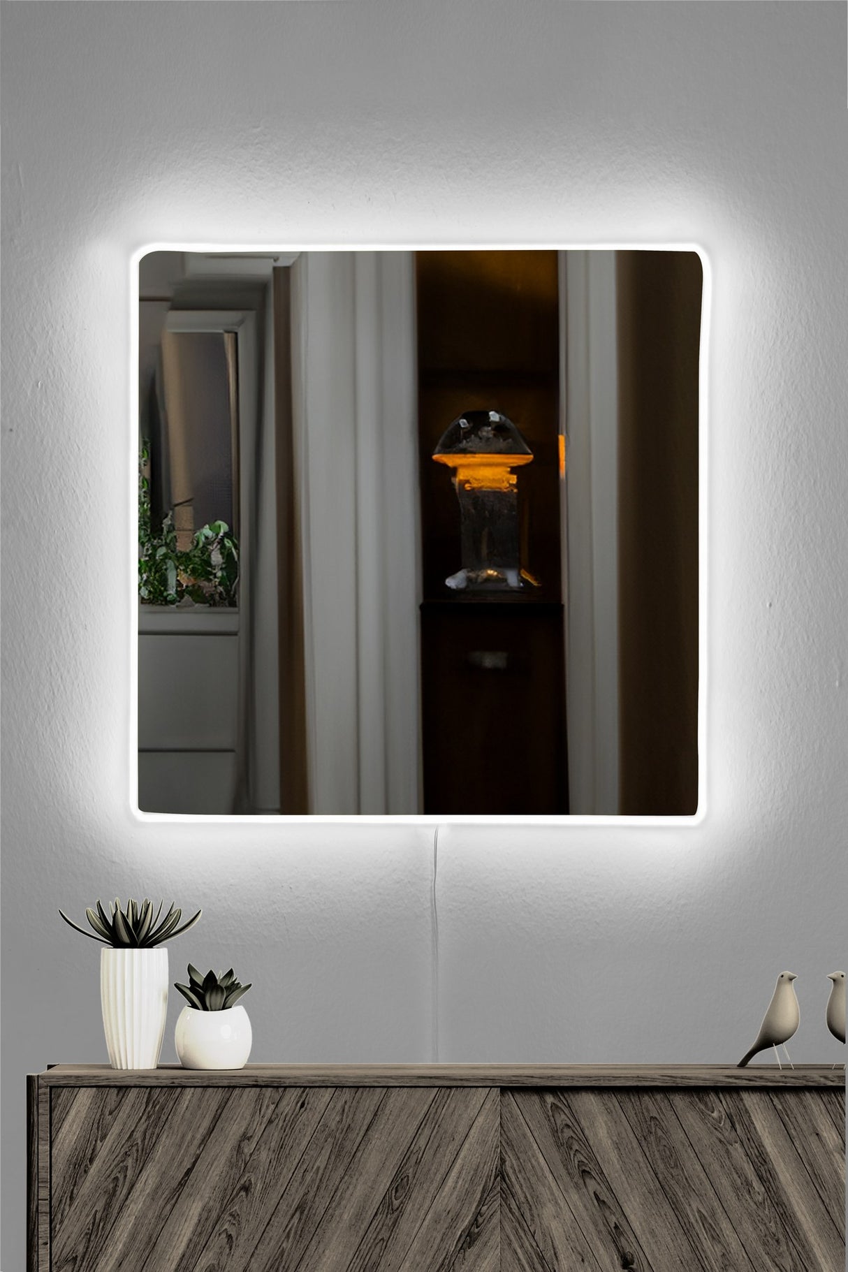 Oglindă decorativă cu LED Pătrată, Diverse culori, 50x50 cm - Oglindă decorativă cu LED Pătrată, Diverse culori, 50x50 cm, SKU 782MRL1149, imagine 17