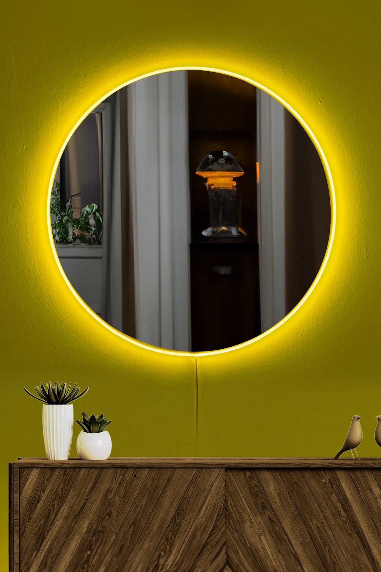 Oglindă decorativă cu LED Rotundă, Diverse culori, Ø40 cm - Oglindă decorativă cu LED Rotundă, Diverse culori, Ø40 cm, SKU 782MRL1163, imagine 1