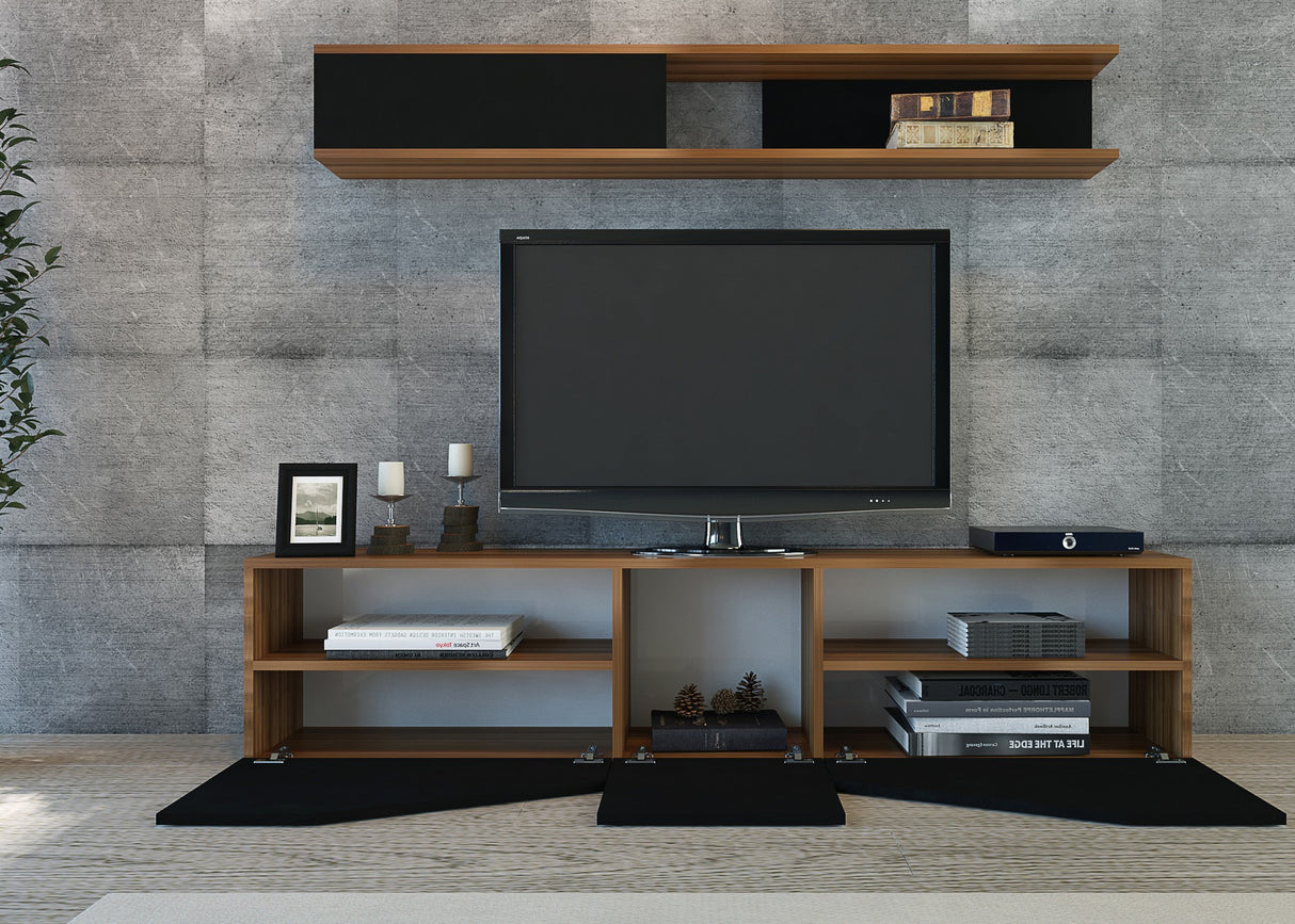 Comodă TV Taç, Nuc - Negru, 180x31x40 cm