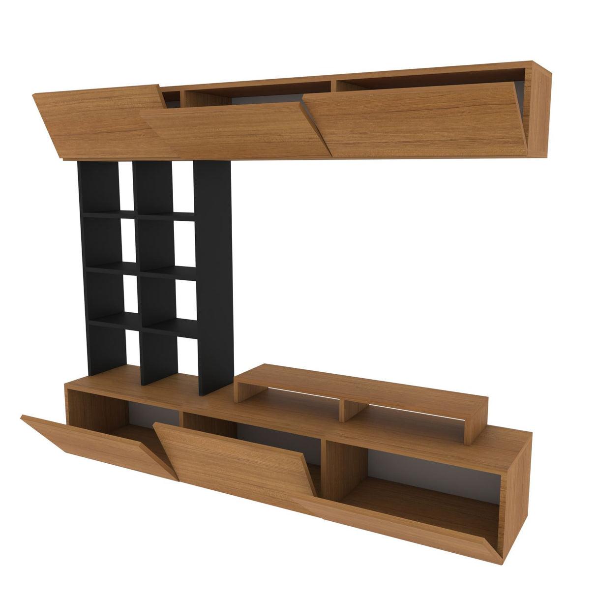 Comodă TV Sasa, Teak - Negru, 180x37x40 cm