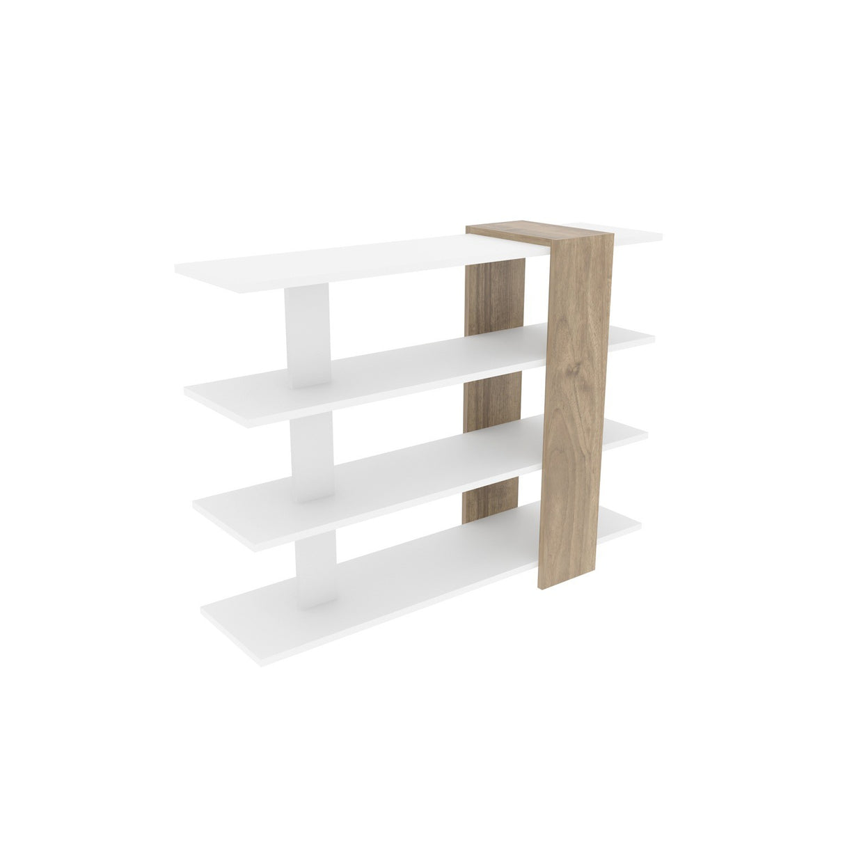 Bibliotecă Nur, Alb - Nuc, 120x30x90 cm